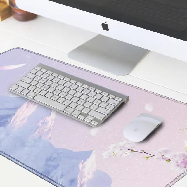 Alt view image 5 of 5 - Viorichve Pink Mouse Pad Large XXL Mousepad 34.65" x 15.75" Extended Gaming Desk Pad Laptop Computer Mousepad with Non-Slip Rubber Stitched Edges for Office, Work, Game