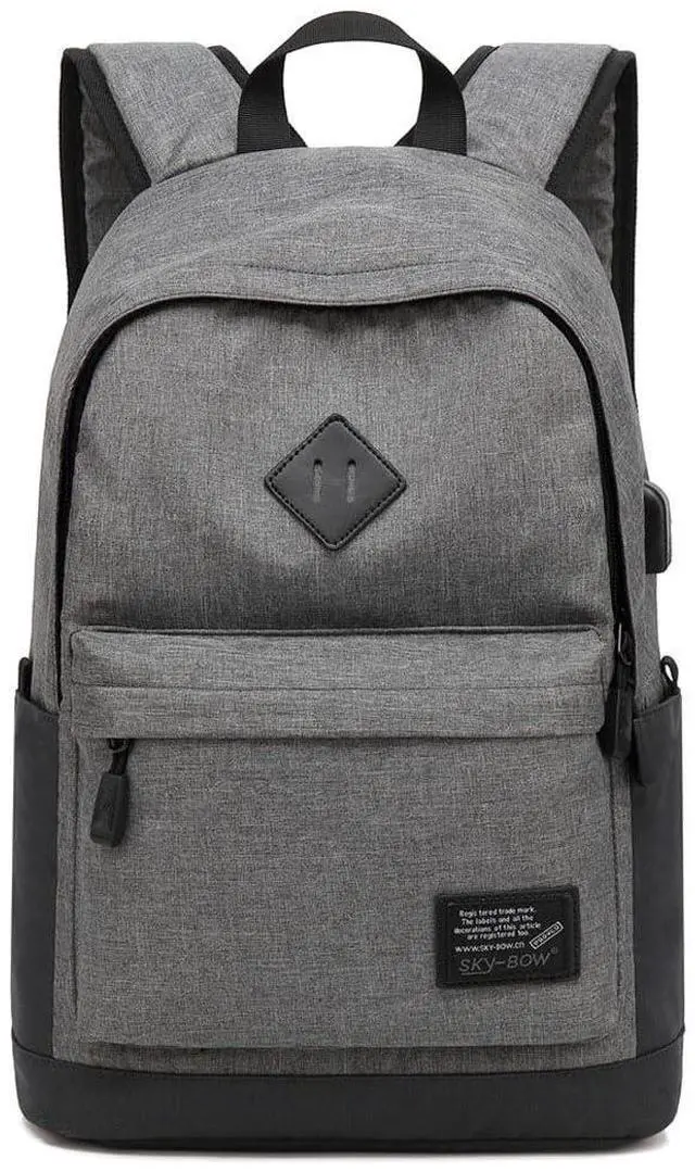 Main image of HUAETING Lightweight Casual Laptop Backpack For Men Women Travel Backpacks with USB Charging Port Fashion Daypack Bookbag (Grey)