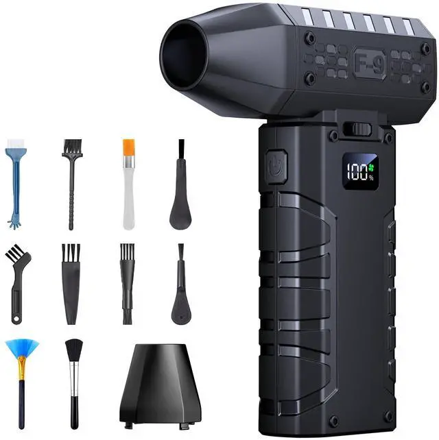 Main image of Compressed Air Duster - 100 - Gear Adjustable 130,000 RPM Rechargeable Cordless Electric Air Duster with Display Screen, Mini Dust Blower for Computer, Keyboard, Home, Car Cleaning (Black)