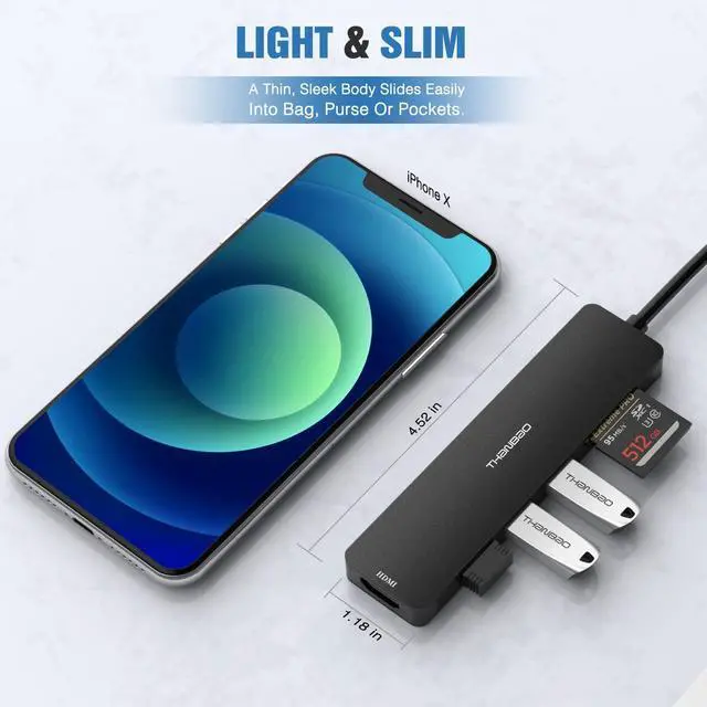 Alt view image 4 of 5 - USB C Hub Multiport Adapter USB C Dongle for MacBook Pro, 7 in 1 Dongle USB-C to HDMI, 3 USB 3.0 Ports, SD/TF Card Reader Compatible for MacBook Pro, XPS More Type C Devices