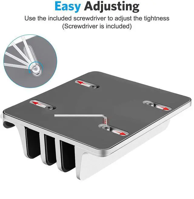 Alt view image 2 of 5 - Vertical Laptop Stand [Updated Version],3-Slot Space-Saving Aluminum Desktop Stand Holder with Adjustable Dock Size Compatible for All MacBook/HP/Dell/Surface/Samsung/Chrome Book(Silver)