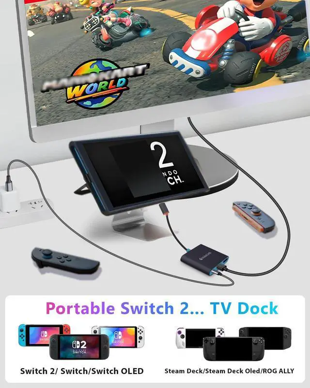 Alt view image 4 of 5 - Switch 2 Dock for Nintendo Switch 2 Docking Station,USB c HDMI with PD Port,HD to USBC Adapter, USB C Hub Multiport AV Converter Compatible with Switch2,Switch,MacBook,Laptops.
