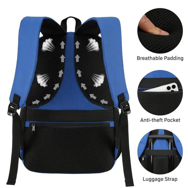 Alt view image 4 of 5 - WINDARS Backpack for Men Women, Durable Casual School Backpacks Teens Boys and Girls Classic 15.6 Inch Laptop Bookbag with USB Charger for College High School Work Travel (Dark Blue)