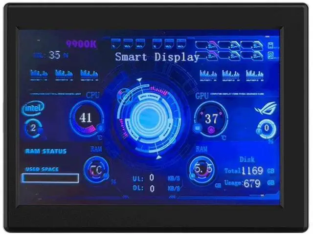 Main image of LCD Screen Inside Pc Case 3.5 inch Smart Secondary Screen Pc Temperature Display Computer Temp Monitor Mini Computer USB Display Type C Auxiliary Screen (Black)