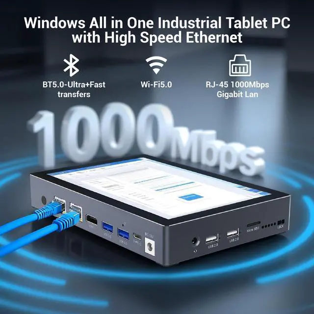 Alt view image 4 of 5 - HEIGAOLAPC 7" Mini PC Celeron N95, Win11 Pro Mini Computer 16GB RAM 512GB eMMC, HD IPS Touchscreen Computer Desktop 4K Dual Display for Home/Office, HDMI/USB/WiFi5/BT5.0/Type-C/Dual Gigabit LAN