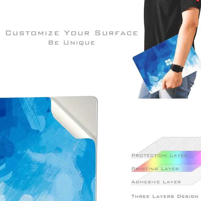 Alt view image 4 of 5 - Digi-Tatoo Cover Skin Decal Sticker for 2023 Microsoft Surface Laptop Go 3/ Laptop Go 2/ Laptop Go 12.4", Easy Apply, Anti-Scratch, Residue Free Vinyl Skin [Blue Paint]