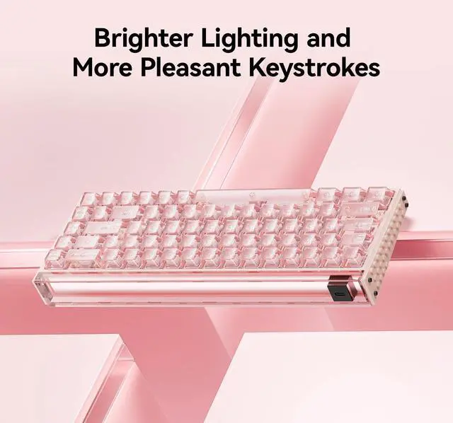 Alt view image 2 of 5 - MelGeek MADE68 Ultra+ Wired Keyboard, Hall Effect Magnetic Switch Gaming Keyboard, 65% Compact Rapid Trigger, Hot-Swappable, RGB Snap Tap & Adjustable Actuation, HIVE Custom, Aluminum Case-Jelly Pink