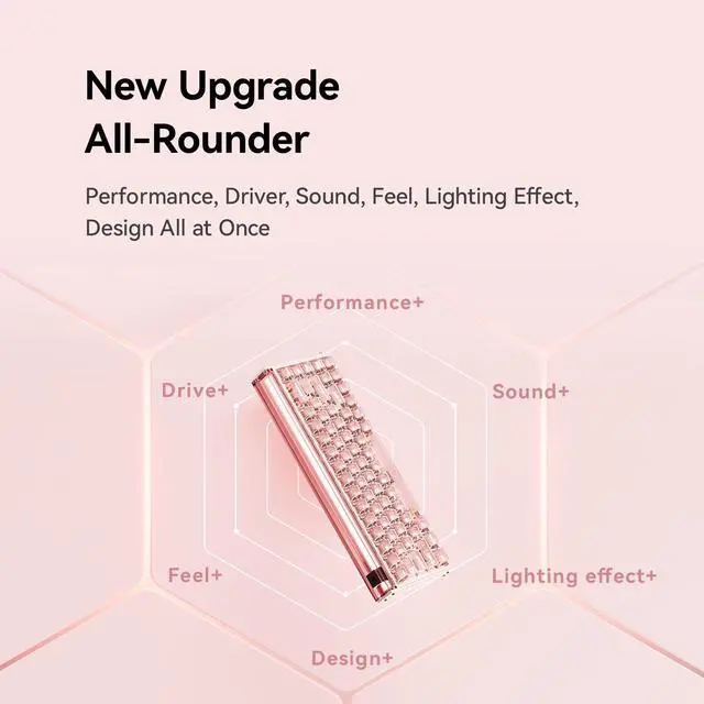 Alt view image 4 of 5 - MelGeek MADE68 Ultra+ Wired Keyboard, Hall Effect Magnetic Switch Gaming Keyboard, 65% Compact Rapid Trigger, Hot-Swappable, RGB Snap Tap & Adjustable Actuation, HIVE Custom, Aluminum Case-Jelly Pink