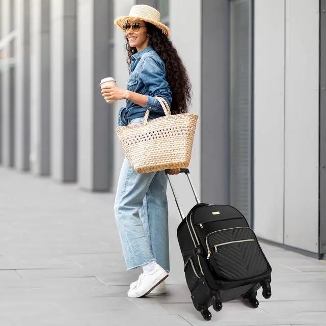 Alt view image 2 of 5 - star cloud Rolling Backpack for Women, 21"x14"x9",45L Travel Backpack with Wheels and USB & Type-C Charging Ports, Fits 17.3", Water-Resistant Carry-On Luggage for Work & Travel (Black)