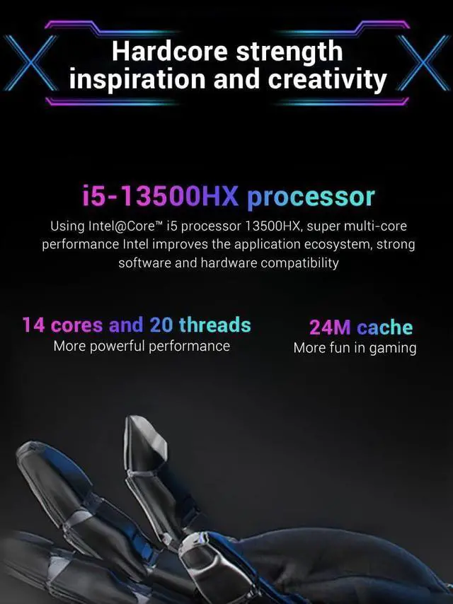 Alt view image 3 of 5 - FIREBAT Laptop Computer, RTX 5060, 16in WQXGA 2560x1600 180Hz 500nits, Intel Core 13500HX CPU, Backlit, 1TB PCIe Gen4 SSD, 16GB DDR5 RAM, Notebook Gaming Laptop Gamer PCMECHREVO KuangshiX