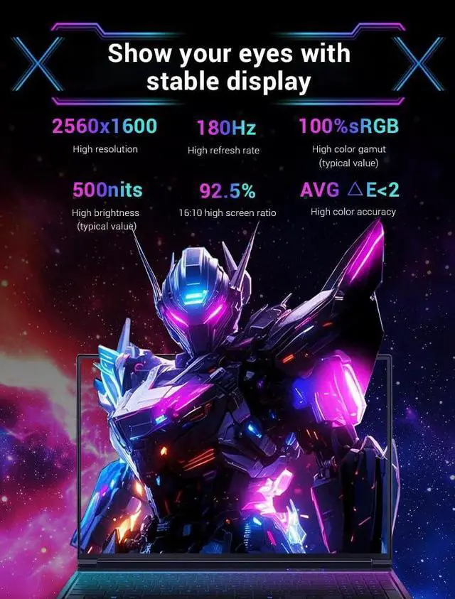 Alt view image 5 of 5 - FIREBAT Laptop Computer, RTX 5060, 16in WQXGA 2560x1600 180Hz 500nits, Intel Core 13500HX CPU, Backlit, 1TB PCIe Gen4 SSD, 16GB DDR5 RAM, Notebook Gaming Laptop Gamer PCMECHREVO KuangshiX