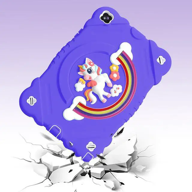 Alt view image 3 of 5 - XZC Case for Samsung Galaxy Tab A9+/ A9 Plus Case 11" 2023 (SM-X210/X216/X218), Unicorn Heavy Duty Shockproof Protective Case with Stand/Shoulder Strap for Kids Girls Women (Purple)