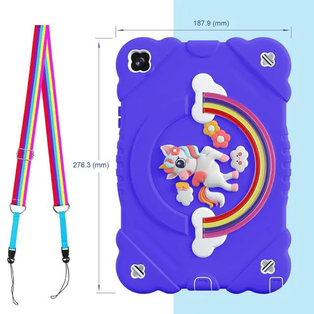 Alt view image 4 of 5 - XZC Case for Samsung Galaxy Tab A9+/ A9 Plus Case 11" 2023 (SM-X210/X216/X218), Unicorn Heavy Duty Shockproof Protective Case with Stand/Shoulder Strap for Kids Girls Women (Purple)
