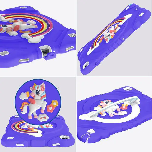 Alt view image 5 of 5 - XZC Case for Samsung Galaxy Tab A9+/ A9 Plus Case 11" 2023 (SM-X210/X216/X218), Unicorn Heavy Duty Shockproof Protective Case with Stand/Shoulder Strap for Kids Girls Women (Purple)