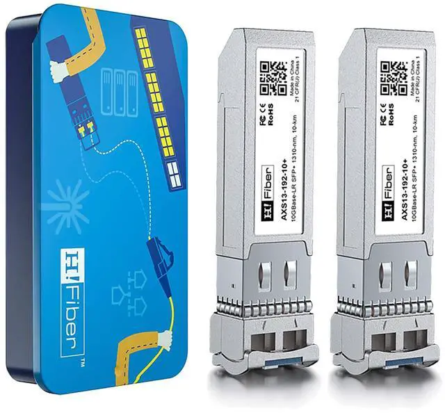 Alt view image 2 of 5 - 2 Pack 10GBase-LR SFP+ Module with 10G SFP+ Cable 0.5m, 10G Single Mode SFP+ LC Fiber Transceiver, 10G DAC CableCompatible with Cisco, Meraki, MikroTik, Ubiquiti, Unifi, Netgear, D-Link and More
