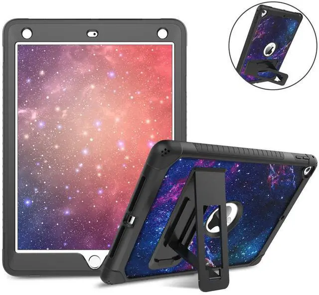 Alt view image 5 of 5 - YINLAI for iPad 6th 5th Generation Case,iPad 9.7 Inch Case 2018/2017, iPad Pro 9.7/iPad Air 2 Case Women Girls Kid Kickstand Shockproof Protective A1893/A1954/A1822/A1823 Tablet Cover,Space Purple
