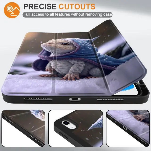 Alt view image 2 of 5 - MEEgoodo Case for iPad A16 11th Generation 11 inch 2025/iPad 10th Generation 10.9 inch 2022, Tablet Cover with Trifold Stand + Pencil Holder + Auto Wake/Sleep + Soft TPU Back Cover, Cute Dragon Cub