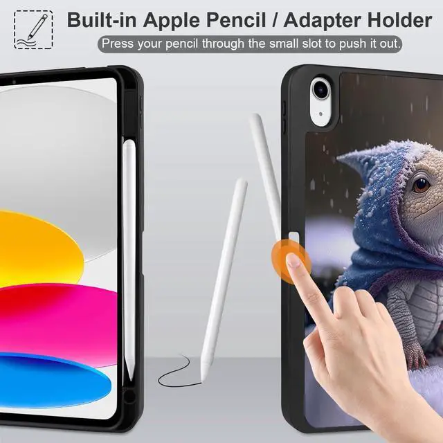 Alt view image 4 of 5 - MEEgoodo Case for iPad A16 11th Generation 11 inch 2025/iPad 10th Generation 10.9 inch 2022, Tablet Cover with Trifold Stand + Pencil Holder + Auto Wake/Sleep + Soft TPU Back Cover, Cute Dragon Cub