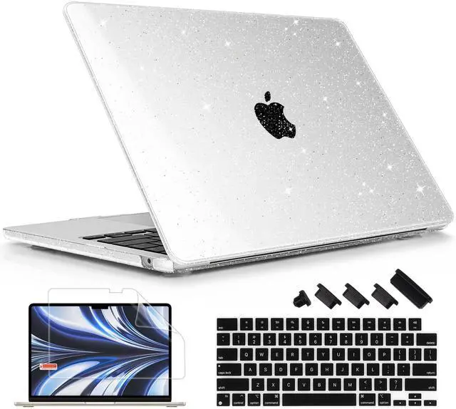 Main image of Lepeoac Compatible with MacBook Air 15 inch Case M4 A3241 M3 A3114 M2 A2941 2025 2024 2023 Releaes, Plastic Hard Case with Keyboard Cover for Mac Air 15.3" Fits Touch ID, Sparkle Clear