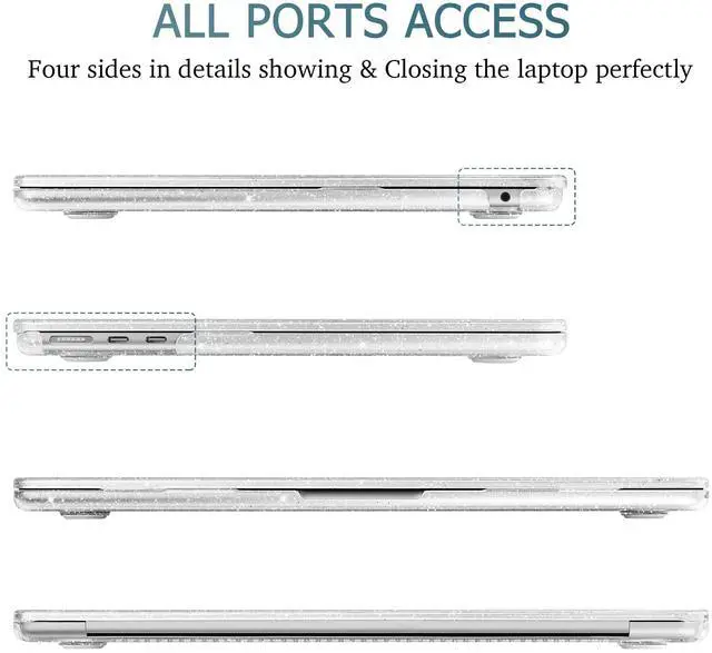 Alt view image 3 of 5 - Lepeoac Compatible with MacBook Air 15 inch Case M4 A3241 M3 A3114 M2 A2941 2025 2024 2023 Releaes, Plastic Hard Case with Keyboard Cover for Mac Air 15.3" Fits Touch ID, Sparkle Clear