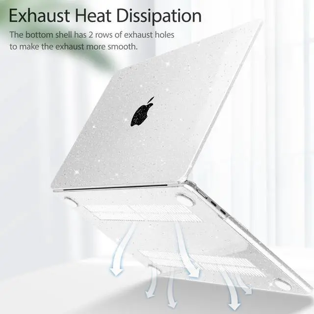 Alt view image 4 of 5 - Lepeoac Compatible with MacBook Air 15 inch Case M4 A3241 M3 A3114 M2 A2941 2025 2024 2023 Releaes, Plastic Hard Case with Keyboard Cover for Mac Air 15.3" Fits Touch ID, Sparkle Clear