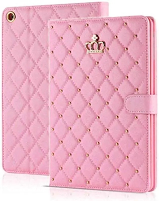 Main image of AmazFCCY Cute Crown Case for iPad Air 3 10.5'' 2019/ iPad Pro 10.5'' 2017,Pu Leather Rhinestones Elegant Smart Auto Sleep/Wake Stand Shockproof for Apple iPad 10.5'' Air 3/ iPad Pro 2017(Pink)