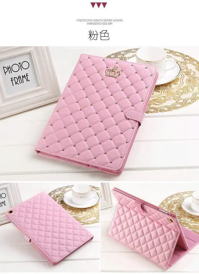 Alt view image 5 of 5 - AmazFCCY Cute Crown Case for iPad Air 3 10.5'' 2019/ iPad Pro 10.5'' 2017,Pu Leather Rhinestones Elegant Smart Auto Sleep/Wake Stand Shockproof for Apple iPad 10.5'' Air 3/ iPad Pro 2017(Pink)