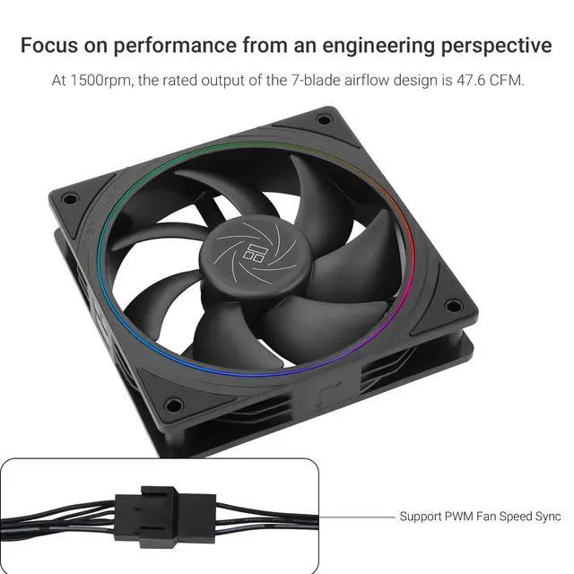 Alt view image 2 of 5 - Thermalrlght TL-S12 X3 CPU Fan 120mm Case Cooler Fan, 4pin PWM Silent Computer Fan Under 23.2dB(A) for Case CPU Liquid Cooler and CPU Air Cooler, Quiet CPU PC Fan