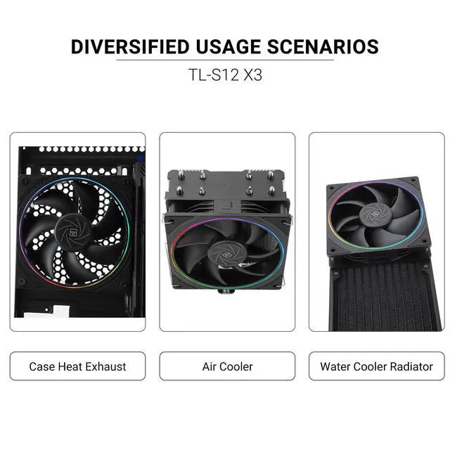 Alt view image 5 of 5 - Thermalrlght TL-S12 X3 CPU Fan 120mm Case Cooler Fan, 4pin PWM Silent Computer Fan Under 23.2dB(A) for Case CPU Liquid Cooler and CPU Air Cooler, Quiet CPU PC Fan