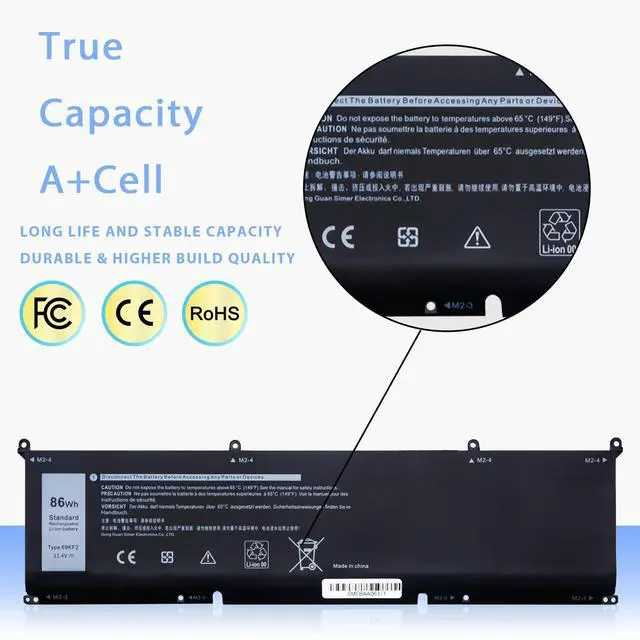 Alt view image 3 of 5 - LHYSFIY 69KF2 Laptop Battery 86Wh 11.4V Replacement for Dell G7 15 7500 G15 5520 5521 5510 5511 5515 Inspiron 7510 7610 7620 P87F P91F P45E XPS 15 9500 9510 9520 Precision 5550 5570 5560