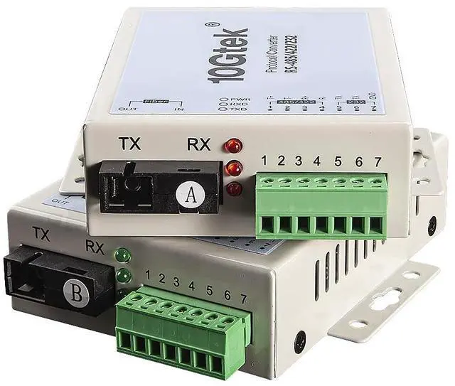 Main image of Serial RS485/RS422/RS232 to Fiber Optic Media Converter, Serial Communication Data Converter Device Server, SM Bidi SC 1310nm 20km, Daisy-Chain or Redundant-Ring FO