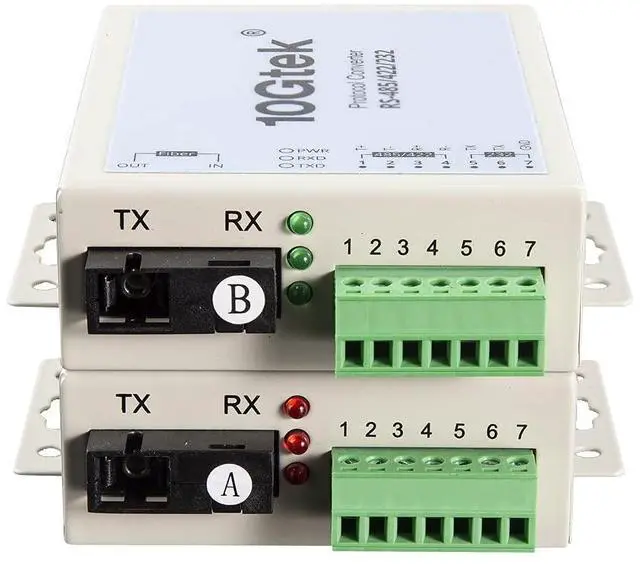 Alt view image 3 of 5 - Serial RS485/RS422/RS232 to Fiber Optic Media Converter, Serial Communication Data Converter Device Server, SM Bidi SC 1310nm 20km, Daisy-Chain or Redundant-Ring FO