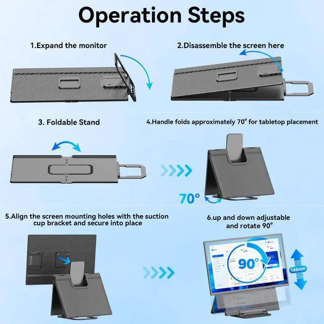 Alt view image 5 of 5 - siaviala Portable Monitor, 23.8 inch 1080P FHD 100Hz Laptop Screen Extender, Large Gaming Monitor IPS Display for Laptop, Desktop, MacBook, PS4/5 with Kickstand VESA Compatible