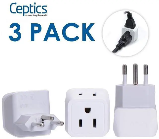 Alt view image 3 of 5 - Swiss Travel Adapter Bundle by Ceptics - Type J - Charge Multiple Devices at Once - USA to Switzerland, Liechtenstein, Rwanda - Multipack - for Your Cell Phones, Tablets, iPhone, Camera