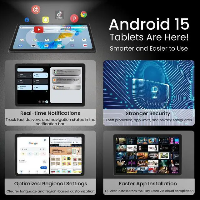 Alt view image 2 of 5 - 2025 Tablet 11 Inch Android 15 Tablet, 20 GB RAM 128 GB ROM 1TB TF, 1280x800 HD IPS, 8000 mAh, 2.4G/5G WiFi BT 5.0, GMS Certified, Octa-Core, 5MP + 8MP Dual Cameras, Keyboard Mouse, case (Black)