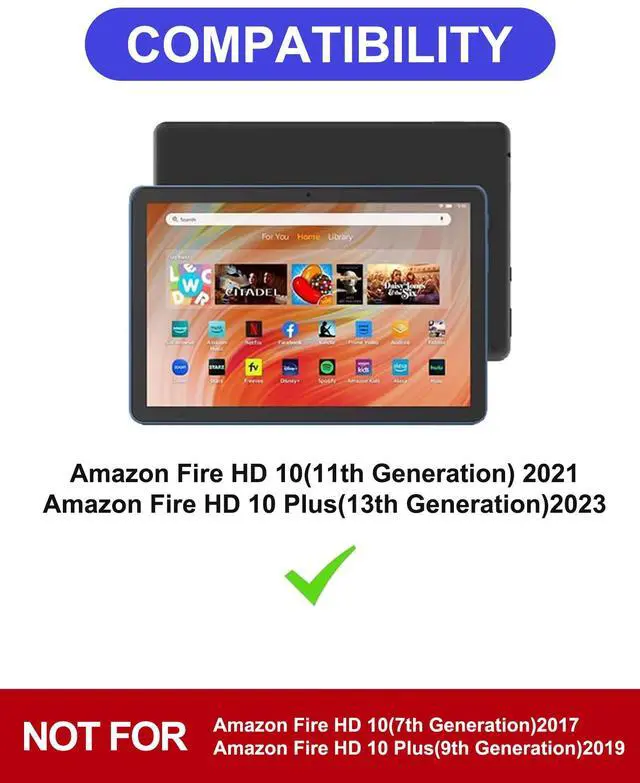 Alt view image 2 of 5 - MERSATM for Amazon Fire HD 10 11th Gen 2021 Tablet Case with Keyboard, 10 Plus 13th Gen 2023 10.1 inch Multi-Angle Folio Cover with Stylus Pen Holder, Magnetic Detachable Wireless Keyboard, Black