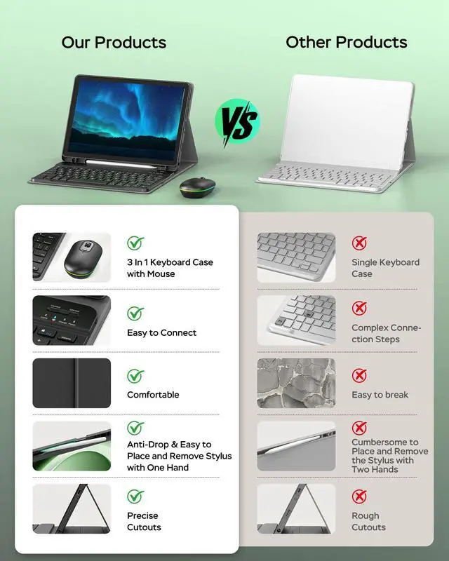 Alt view image 5 of 5 - MERSATM for Amazon Fire HD 10 11th Gen 2021 Tablet Case with Keyboard, 10 Plus 13th Gen 2023 10.1 inch Multi-Angle Folio Cover with Stylus Pen Holder, Magnetic Detachable Wireless Keyboard, Black