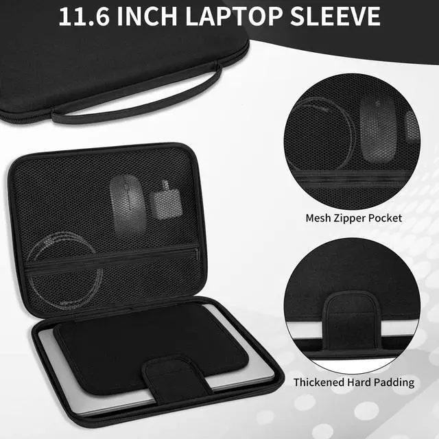 Alt view image 3 of 5 - 11.6 Inch Hard Laptop Carrying Case Tablet Sleeves Compatible with 11.6" MacBook Air/Acer Chromebook 311/DELL Chromebook 11 3100/Asus 2024 Vivobook Go/HP Chromebook 11/Lenovo 100E Chromebook G2 Mtk