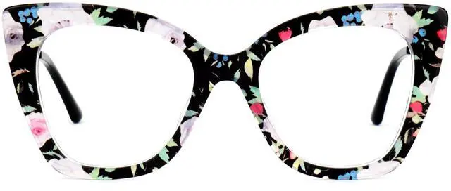 Main image of Zeelool Oversized Cat Eye Glasses Frames for Women Stylish Floral Eyeglasses Chic Non Prescription Full Eyewear JGX674221-01