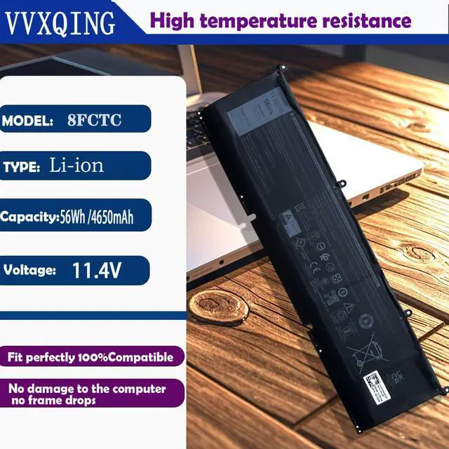 Alt view image 2 of 5 - 8FCTC 56Wh Battery for Dell Alienware M15 R3 R4 R5 R6 R7 M17 R3 R4 Precision 5550 5560 5570 XPS 15 9500 9510 9520 G15 5510 5520 Inspiron 7510 5620 7610 Vostro 7510 7620 5379 7375 - [56Wh/11.4v]