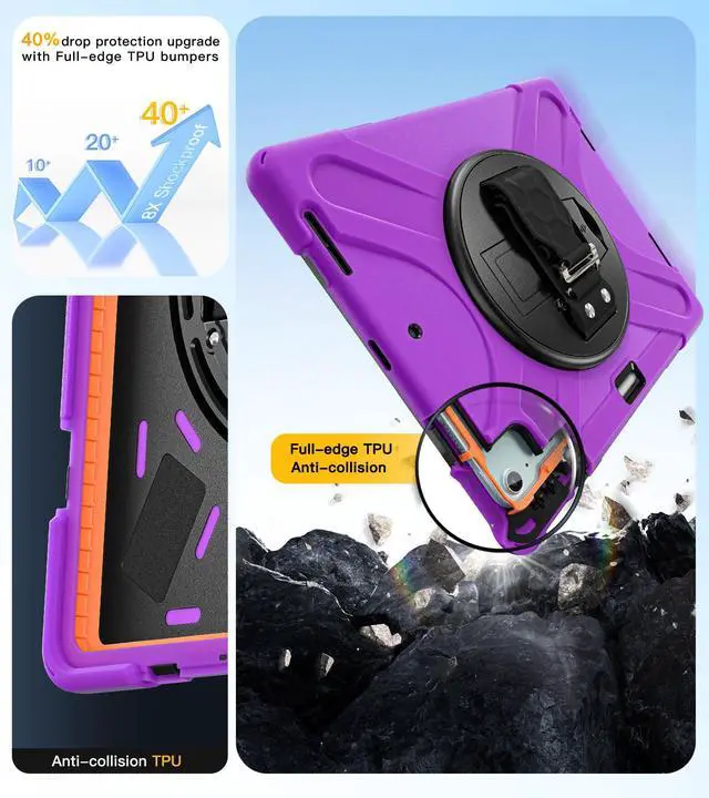 Alt view image 3 of 5 - BRAECN Case for iPad Air 13 Inch 2025(M3)/2024(M2) & iPad Pro 12.9''(2022/2021/2020/2018), Full-Body Protection Screen Protector Pencil Holder 360° Rotating Handle Kicktand Shouler Strap Kids Friendly