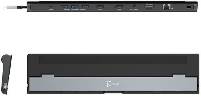 Alt view image 2 of 5 - J5create JCD542 USB-C to Dual HDMI Docking Station USB-C to Dual HDMI,USB3.0x3, RJ45, SD/MicroSD card reader, USB-C PD 100W power pass-through