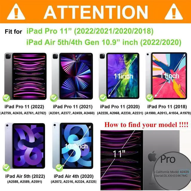Alt view image 2 of 5 - UUcovers Kids Case for iPad Pro 11-Inch 2022/2021/2020/2018 (4th/3rd/2nd/1st Generation) & iPad Air 5th/4th Gen Case 2022/2020 10.9" with Kickstand/Handle/Pencil Holder Stand Girl Boy Cover, Green