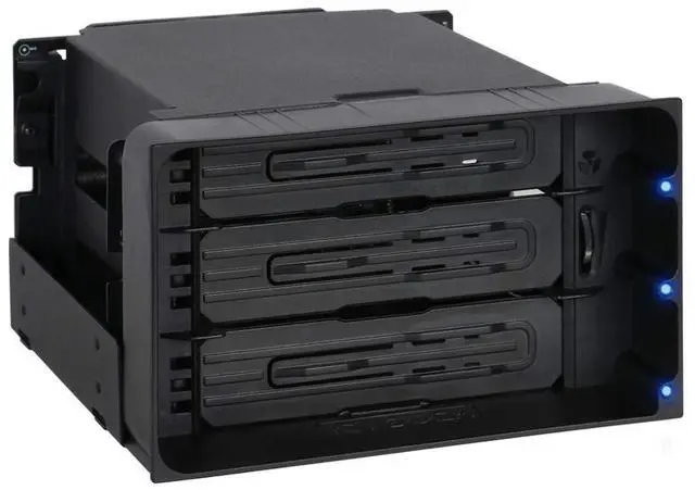 Main image of ICY DOCK Hot Swap 3 Bay 3.5 Inch SATA/SAS HDD Docking Enclosure Mobile Rack in 2 x 5.25 Inch Drive Bay (Include 3X SATA Cables) | flexiDOCK MB830SP-B