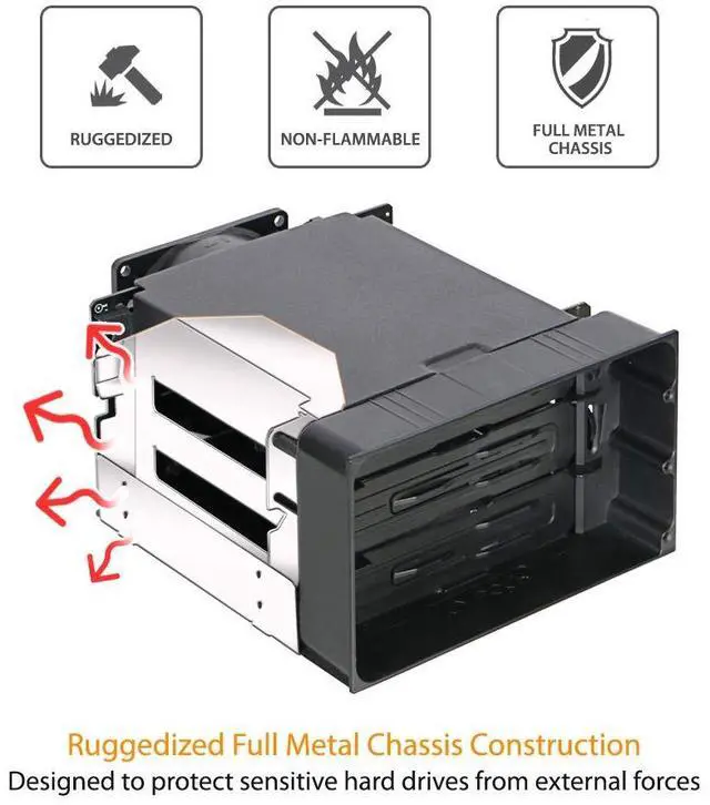 Alt view image 3 of 5 - ICY DOCK Hot Swap 3 Bay 3.5 Inch SATA/SAS HDD Docking Enclosure Mobile Rack in 2 x 5.25 Inch Drive Bay (Include 3X SATA Cables) | flexiDOCK MB830SP-B