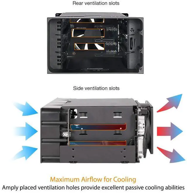 Alt view image 5 of 5 - ICY DOCK Hot Swap 3 Bay 3.5 Inch SATA/SAS HDD Docking Enclosure Mobile Rack in 2 x 5.25 Inch Drive Bay (Include 3X SATA Cables) | flexiDOCK MB830SP-B