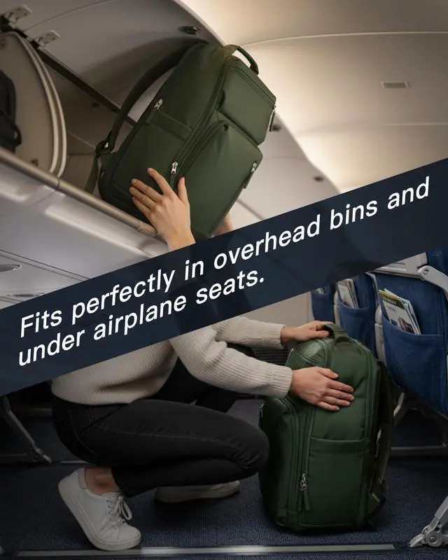 Alt view image 2 of 5 - sikazan Vacuum Seal Travel Backpack with Pump, Waterproof Travel Backpack Carry On for Women Men with Vacuum System & Shoe Compartment System, Laptop Backpack, Green