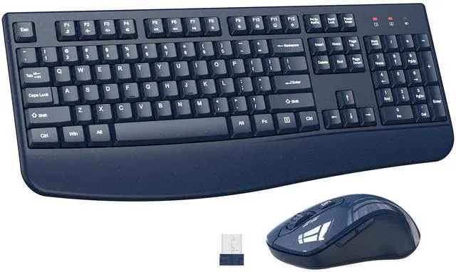 Main image of Wireless Keyboard and Mouse Combo, ULSOU 2.4G Full-Sized Ergonomic Computer Keyboard with Wrist Rest and 3 Level DPI Adjustable Wireless Mouse for Windows, Mac OS Desktop/Laptop/PC(Blue)