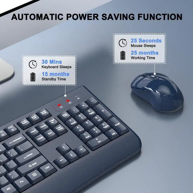Alt view image 5 of 5 - Wireless Keyboard and Mouse Combo, ULSOU 2.4G Full-Sized Ergonomic Computer Keyboard with Wrist Rest and 3 Level DPI Adjustable Wireless Mouse for Windows, Mac OS Desktop/Laptop/PC(Blue)