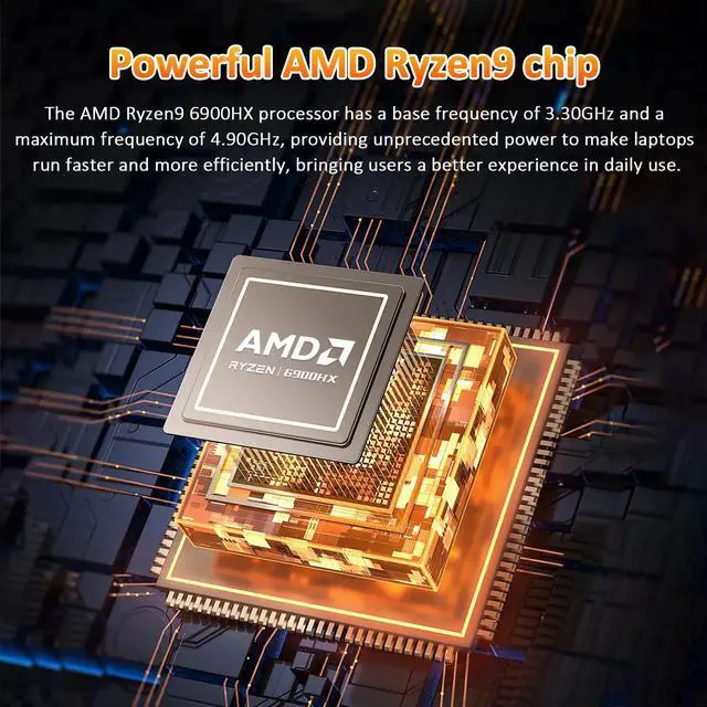 Alt view image 2 of 5 - Auusda 2025 15.6" IPS Gaming Laptop  Ryzen 9 6900HX 8-Core 32GB RAM 2TB SSD,(Up to 4.9GHz, Beats i7-12700H), 100W Type-C, Numpad, Backlit Keyboard, USB 3.0×3, HDMI, Win11 Pro, 2-Year Warranty